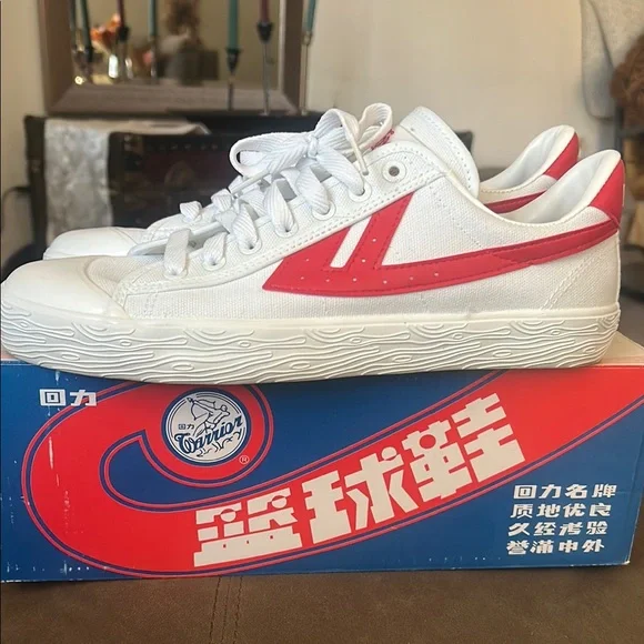 White and Red Athletic Shoes - Picture 1 of 6